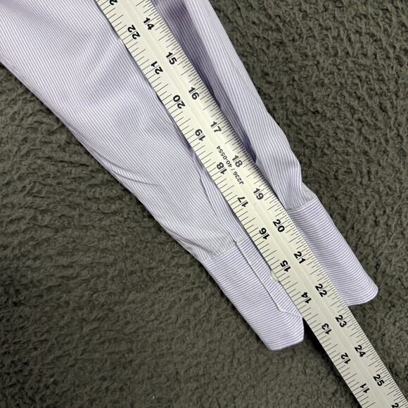Canali Shirt Mens 16.5 Purple Striped Dress Shirt Spread Collar Made in Italy - Picture 12 of 13
